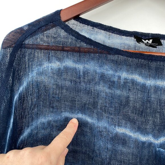 W by Worth Poncho Womens XP XS Blue White‎ Striped Lightweight Oversized Sheer - Picture 6 of 14